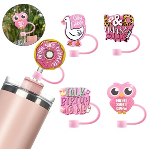 Cubiertas de Silicona Reutilizables para Pajitas de Vasos, Estilo Dibujos Animados, 1 cm, Grado Alimenticio, Accesorios para Bebidas Saludables, Venta al Por Mayor - Product Image 1