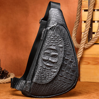Marrant मगरमच्छ पैटर्न सामने जेब कंधे Daypack के लिए Crossbody बैग पुरुषों छाती बैग चमड़े गोफन बैग पुरुषों