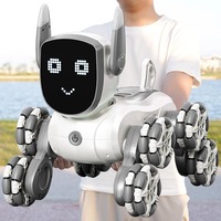 Perro Robot de Ocho Ruedas, Educativo, de Plástico, Inteligente, con Sonido y Luz Activados por Voz