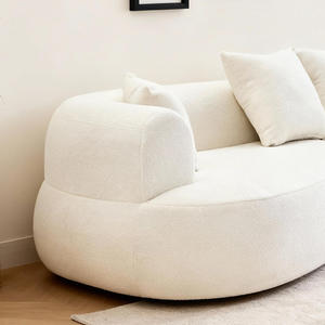 Modern <b>White</b> Sherpa Fabric Curved <b>Sofa</b> Set Convertible Adjustable Semi-Circular Boucle <b>Bed</b> Home Furniture for Hotel Apartment - Product Image 6