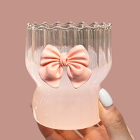 Tasse à café en verre borosilicate rose résistant à la chaleur, couleur unie, style girly, sans poignée ni couvercle, pour infusion de thé