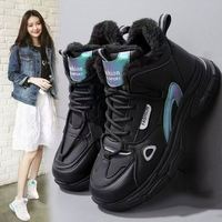 Chaussures de course pour femmes avec doublure en peluche, lacets, semelles épaisses, chaudes pour l'hiver, chaussures de sport antidérapantes, chaussures décontractées d'extérieur