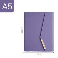 Carnet à feuilles mobiles A5 en cuir personnalisé, couverture à trois volets, fermeture à bouton-pression, reliure à anneaux à 6 trous, agenda du fabricant