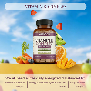 Таблетки комплекса витаминов группы <span class=keywords><strong>B</strong></span> - с фолиевой кислотой и биотином, B1/B2/B3/B5/B6/B12, способствуют выработке энергии - 60 таблеток, доступны OEM/ODM варианты - Product Image 3