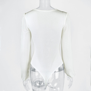 Sexy Bodysuit <strong>Women</strong> <strong>Black</strong> White Khaki Bodycon <strong>Long</strong> <strong>Sleeve</strong> One Pieces Mesh Bodysuits Jumpsuit Tops <strong>Body</strong> Suit Y2K - Product Image 6