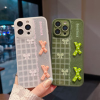 Coque de téléphone en TPU transparente ultra-fine et élégante, colorée, avec peinture UV, anti-traces de doigts, antichoc, avec joli nœud et strass, vente en gros