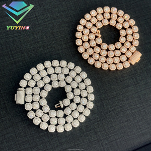 Cadena de tenis Hip Hop de 12 mm con moissanita VVS, certificado GRA, plata 925 chapada en oro de 18K, engaste de garra Iced Out, joyería de moda - Product Image 2