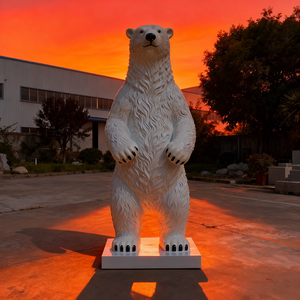 Escultura de Oso Polar de Dibujos Animados de Fibra de Vidrio de Gran Tamaño, Escultura de Resina de <span class=keywords><strong>Animal</strong></span> Ártico de Tamaño Real, Modelos Temáticos para Exhibición - Product Image 5