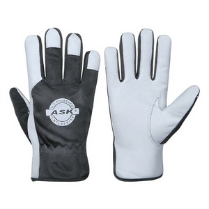 Guantes de Mecánico Negros de Piel de Cabra Suave, Transpirables, con Puño Recto de Nailon, Protección Contra Impactos para Inspección y Fabricación - Product Image 1