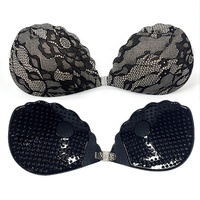 Soutien-gorge adhésif en silicone respirant sans bretelles, push-up, à bonnets épais, fermeture avant avec dentelle, vente en gros