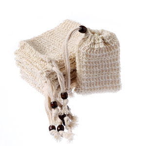 Natural Custom Logo Sisal Linen Cotton Mesh Drawstring Packaging Soap Saver Gift Pouch Organic Cosmetic Soap Bag