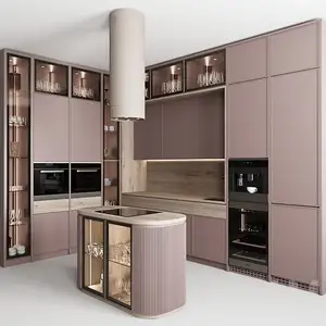 Promotion Bereit zum Zusammenbau Rosa Einzigartige Küchen schränke Höhe Tür Küchenmöbel Made In China