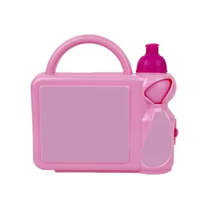 Hot Pink Sublimation Blanks Kids Plastic Creative PP Outdoor Portable Lunch Box Set With Water Bottle