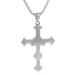 Stainless Steel <b>Cross</b> Pendant With Eye Design Silver Tone Men's Necklace 3.0x60cm <b>Chain</b> Gift Jewelry - Product Image 2