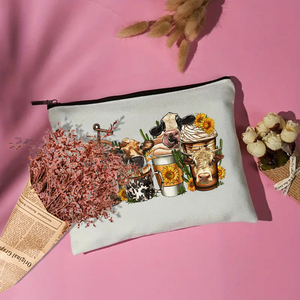 Trousse de <span class=keywords><strong>Maquillage</strong></span> et de Toilette de Voyage Personnalisée à Motif Vaches Western, Cowgirls, Cowboys, Tournesols, Cactus et Ranches - Product Image 5