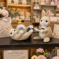 Distributeur de ruban adhésif en résine personnalisé avec logo ODM, motif lapin mignon, coupe-ruban pour décoration de bureau, cadeau promotionnel de Pâques, papeterie