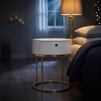Minimaliste P2 MDF fer lit Table d'appoint stockage cuit au four peinture chambre meubles pour maison appartement salon