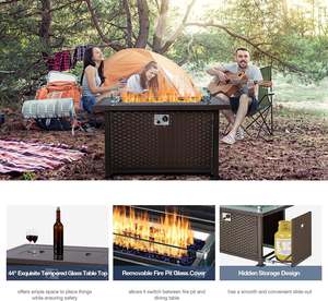 Vente en gros rotin en osier Patio extérieur 44 pouces 50000 coupe-vent perles de verre table de foyer - Product Image 3