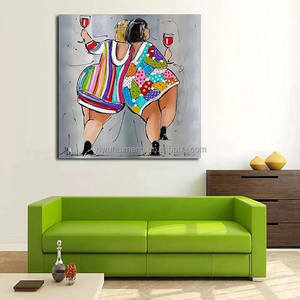 100% peint à la main moderne classique verre à vin <span class=keywords><strong>femme</strong></span> abstraite à la main peinture à l'huile sur toile grosses femmes maison marchandises <span class=keywords><strong>mur</strong></span> Art décor - Product Image 5