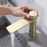 Robinet automatique à capteur en acier inoxydable SUS304 brossé or, sans plomb, intelligent et sans contact, pour lavabo, idéal pour hôtels, gymnases et personnalisation de projets