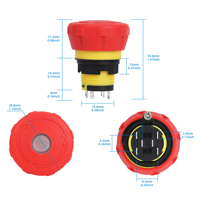 Bouton-poussoir d'arrêt d'urgence en plastique étanche IP65 de 16 mm, 4 broches 1NO 1NC 5A à verrouillage pour panneau de commande industriel