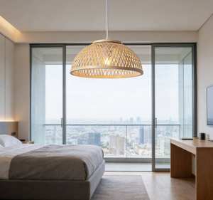 Lustre en bambou tissé de style américain, lampe décorative naturelle pour café, maison, salle à manger, cuisine - Product Image 2