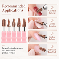 Juego de brocas para uñas Yaqin New Rose Gold, de carburo de tungsteno, herramienta profesional para taladrar uñas, brocas de corte recto y cruzado, seguras.