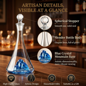 Decantador de Vino y Juego de Copas de Vidrio Soplado a Mano de Lujo, Diseño Transparente y Duradero para Uso en Casa, Camping o Bar - Product Image 2