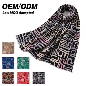 Long Geometric Digital Print Polyester <b>Scarf</b> Women Multifunctional All‑Season Wrap Shawl - Product Image 3