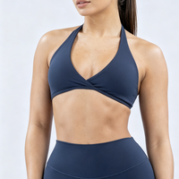 Soutien-gorge de sport double couche à dos découpé, coupe ajustée, sexy, color block, haut de yoga, dos stylisé, crop top de gym