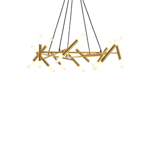 Lámpara Colgante Moderna de 41 Pulgadas, Diseño de Ramas con Tubos de Vidrio Esmerilado y Latón Dorado, Altura Ajustable para Comedor y Sala de Estar - Product Image 1