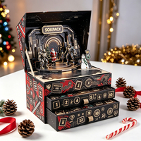 Calendrier de l'Avent 3D personnalisé, boîte cadeau à tiroirs, 24 jours, compte à rebours de Noël, boîte en papier rigide pour emballage de cadeaux de fêtes