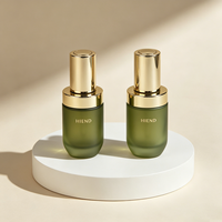 Flacon compte-gouttes automatique haut de gamme en verre dégradé bleu avec bouton poussoir, emballage premium pour sérum, essence et élixir anti-âge