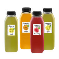 Bouteilles d'eau jetables personnalisées sans BPA, transparentes, avec bouchons noirs et blancs, bouteilles carrées pour jus, boissons et smoothies