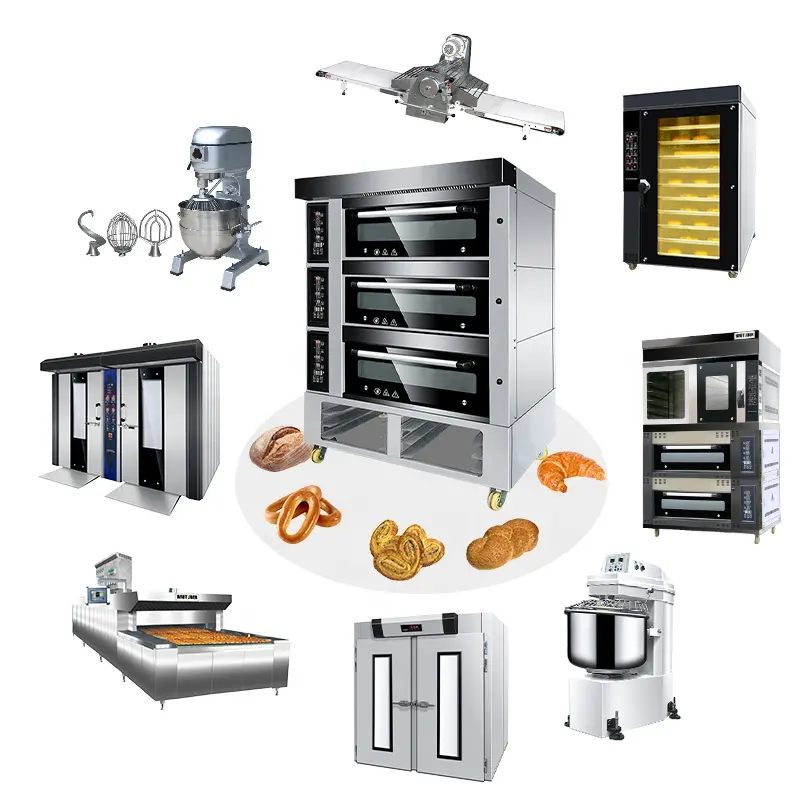 Set completo di attrezzature da forno per la panificazione include impastatrice ponte forno rotante pasta pasta foglio Rounder divisore