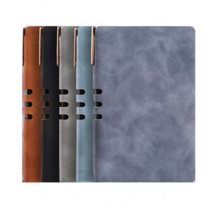 A5 Leather Hardcover Printed Notebook with 100 Sheets for Business Guest Book and Wellness <b>Journal</b> - Product Image 1