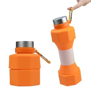 Barbell Design Wholesale Folding Silicone <b>Sports</b> Drink <b>Water</b> <b>Bottle</b> Custom Logo Designed Grm Botella De Agua Collapsible <b>Bottle</b> - Product Image 2