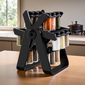 Portaspezie Girevole Commerciale per Hotel, Base Antiscivolo, Set di Bottiglie in Vetro per Spezie, Organizzatore per Cucina e Ristorante - Product Image 5