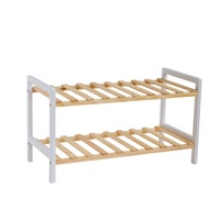 Étagère de rangement design pour couloir et salon, banc à chaussures en bambou avec coussin d'assise moelleux