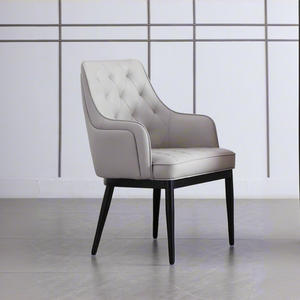 Stylish Two Tone Accent <b>Chairs</b> Set with Tufted <b>Orange</b> and Beige Upholstery Black Wooden Legs - Product Image 3