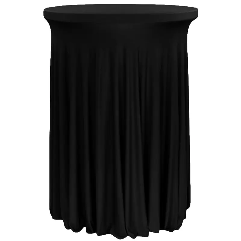 ผ้าคลุมโต๊ะผ้าสแปนเด็กซ์ผ้าปูโต๊ะผ้ายืดทรงสี่เหลี่ยมลายคลื่นสีดำผ้าลินิน