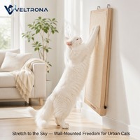 Griffoir mural pour chat en sisal avec rampe et cadre en bois, mobilier d'intérieur vertical pour grimper, vente en gros
