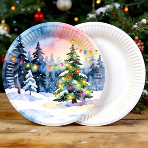 Assiettes de Noël jetables biodégradables, décorations de fête en gros, vaisselle écologique, motifs personnalisés - Product Image 3