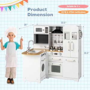 Juego de Cocina de Juguete para Niños, Juego de Cocina de Madera, Estilo Rústico Hecho a Mano, Lavadora Realista, <span class=keywords><strong>Horno</strong></span> Microondas, <span class=keywords><strong>Estufa</strong></span> - Product Image 2