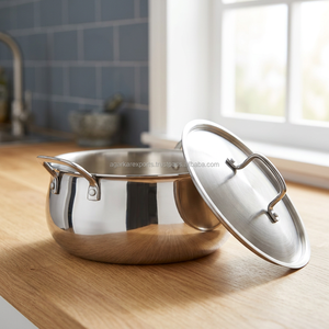 Olla de cocina de acero inoxidable de alta resistencia con tapa y base de inducción para la preparación diaria de alimentos en la cocina y sartenes para freír en casa - Product Image 3