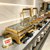 Plat de service électrique de luxe 9L en acier inoxydable doré avec compartiments, idéal pour buffets et traiteurs hôteliers