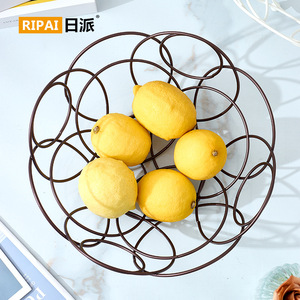 Corbeille à fruits en fer forgé Ripai, design irrégulier blanc, rangement pour salon, table basse, style moderne minimaliste - Product Image 2