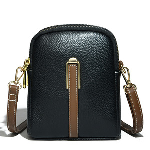 Sac de téléphone portable en cuir véritable pour femmes, mini sac à la mode vertical à bandoulière unique, sac messager avec poche pour femmes - Product Image 1