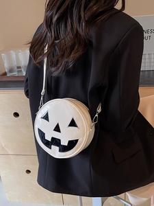 Graziosa borsa a tracolla a forma di zucca di Halloween con accento di teschio fantasma stile diabolico - Product Image 5