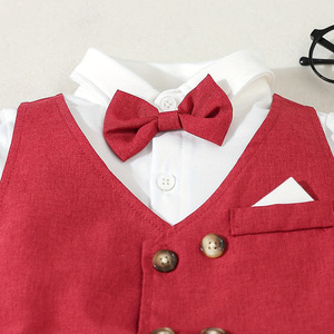 Ensemble de vêtements formels pour bébé garçon, chemise à manches longues, gilet, pantalon avec nœud papillon pour mariage, fête d'anniversaire, cérémonie religieuse - Product Image 3